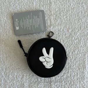 Disney Disneyland Mickey Peace Sign Round Coin Purse Wallet